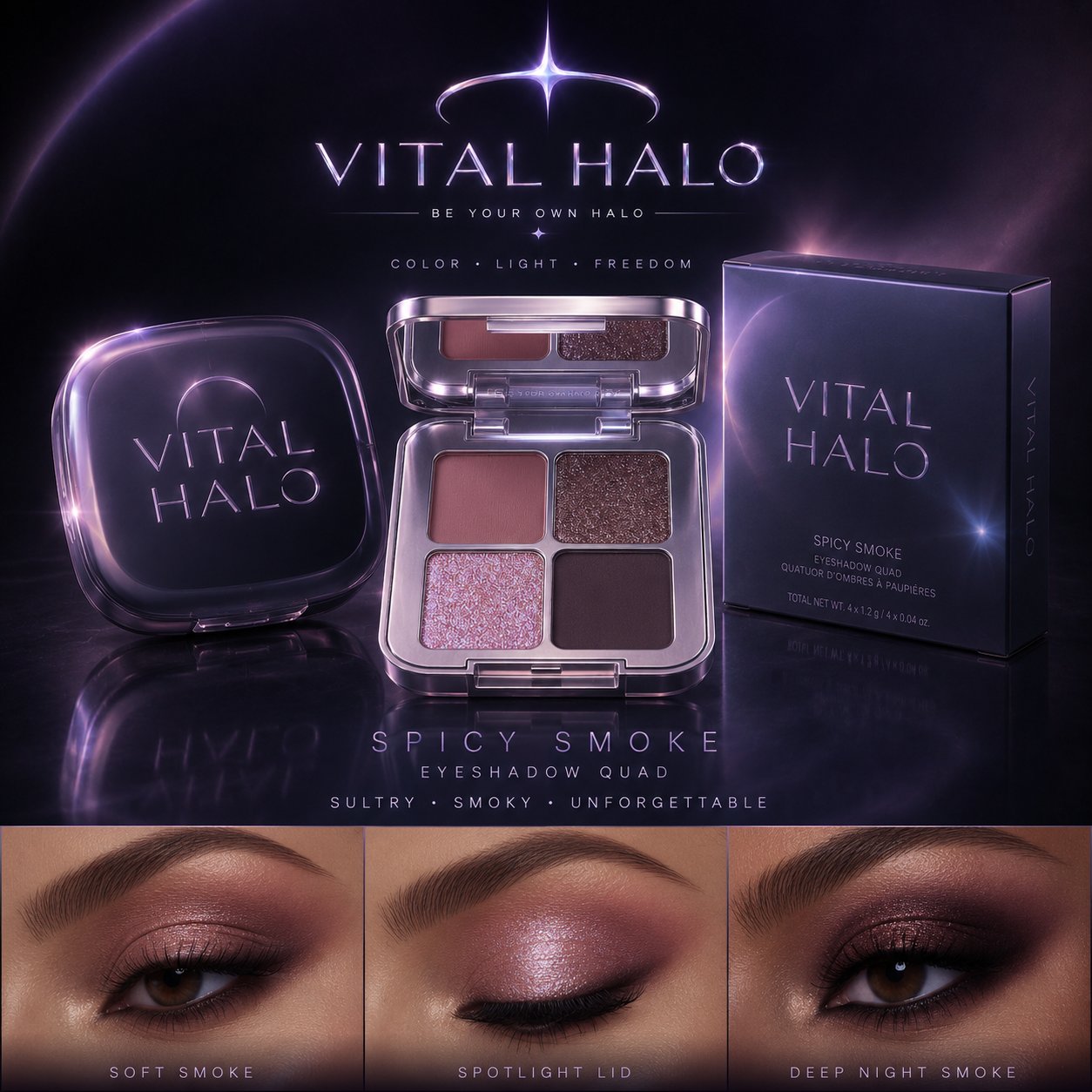 Vital Halo Spicy Smoke sıcak mor kahve smoky göz farı dörtlüsü